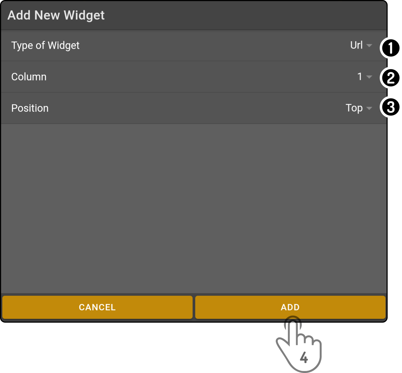 widget add modal