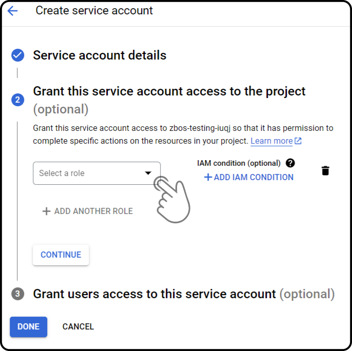 service account role options